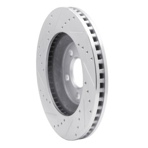 Ford Mustang Brake Rotor (1) - Front Right - R1 Concepts - Drilled & Slotted - Silver - `05-`14